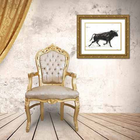 Toro II Gold Ornate Wood Framed Art Print with Double Matting by Harper, Ethan