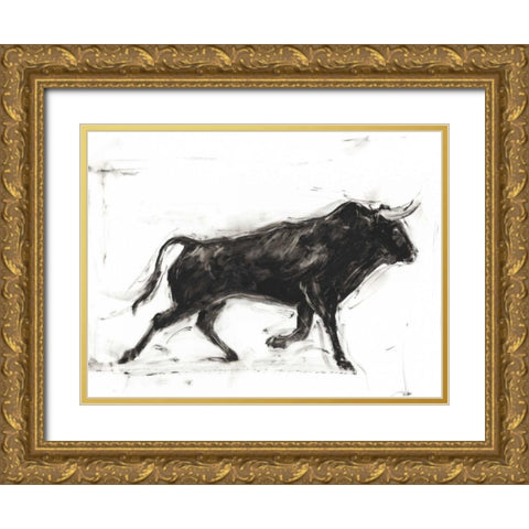 Toro II Gold Ornate Wood Framed Art Print with Double Matting by Harper, Ethan