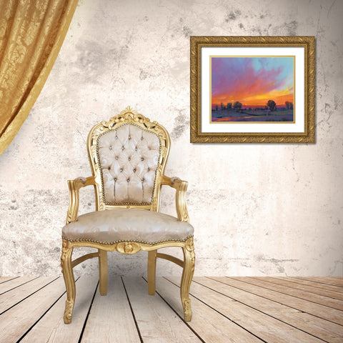 Fiery Sunset II Gold Ornate Wood Framed Art Print with Double Matting by OToole, Tim
