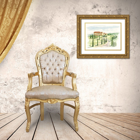 Watercolor Tuscan Villa I Gold Ornate Wood Framed Art Print with Double Matting by Harper, Ethan