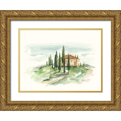 Watercolor Tuscan Villa II Gold Ornate Wood Framed Art Print with Double Matting by Harper, Ethan