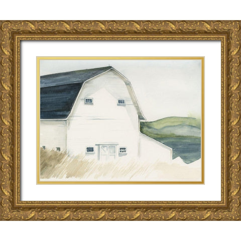 Watercolor Barn IV Gold Ornate Wood Framed Art Print with Double Matting by Parker, Jennifer Paxton