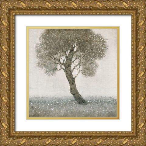 White Blossom Tree Gold Ornate Wood Framed Art Print with Double Matting by OToole, Tim