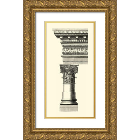 BandW Column and Cornice I Gold Ornate Wood Framed Art Print with Double Matting by Vision Studio