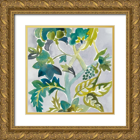 Batik Vines II Gold Ornate Wood Framed Art Print with Double Matting by Zarris, Chariklia