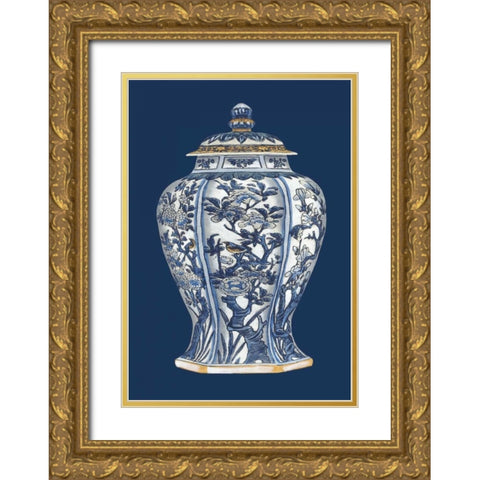 Blue and White Porcelain Vase I Gold Ornate Wood Framed Art Print with Double Matting by Vision Studio