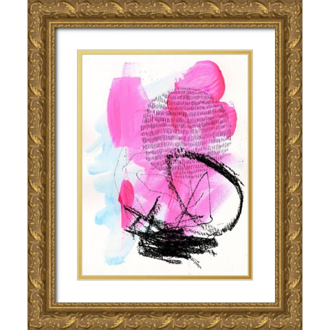 Neon Flamingos II Gold Ornate Wood Framed Art Print with Double Matting by Parker, Jennifer Paxton
