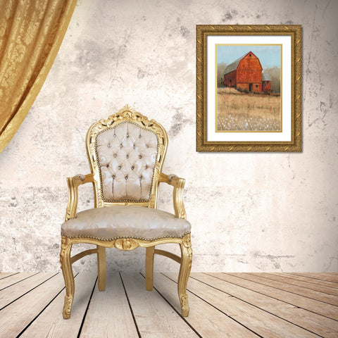 Red Barn View I Gold Ornate Wood Framed Art Print with Double Matting by OToole, Tim