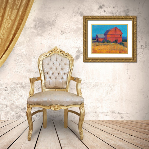 Colorful Barn View I Gold Ornate Wood Framed Art Print with Double Matting by OToole, Tim