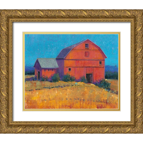 Colorful Barn View I Gold Ornate Wood Framed Art Print with Double Matting by OToole, Tim