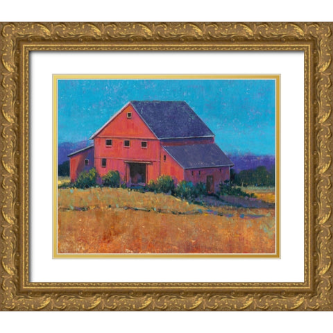 Colorful Barn View II Gold Ornate Wood Framed Art Print with Double Matting by OToole, Tim