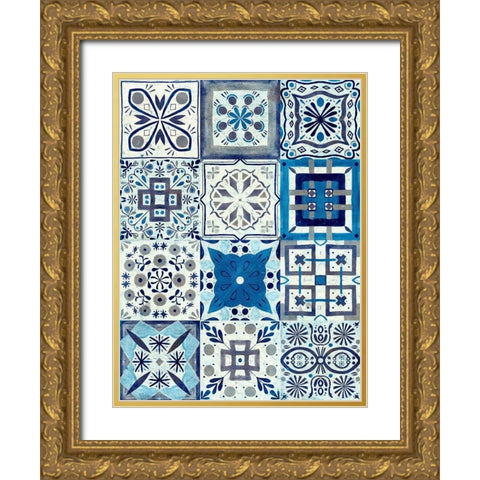 Kaleidoscope Tile I Gold Ornate Wood Framed Art Print with Double Matting by Borges, Victoria