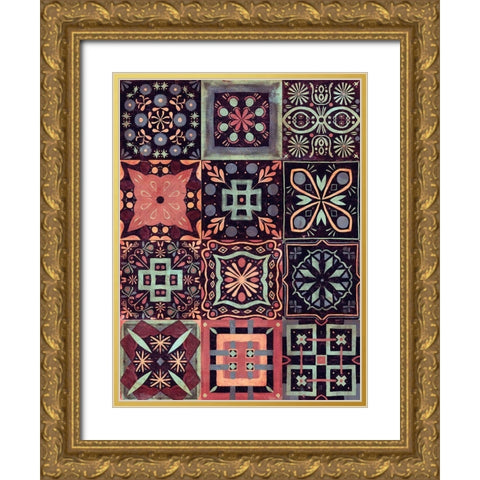 Kaleidoscope Tile IV Gold Ornate Wood Framed Art Print with Double Matting by Borges, Victoria