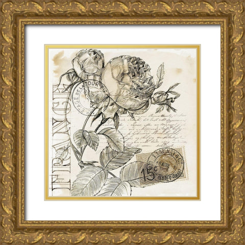 Rose Romance IV Gold Ornate Wood Framed Art Print with Double Matting by Parker, Jennifer Paxton