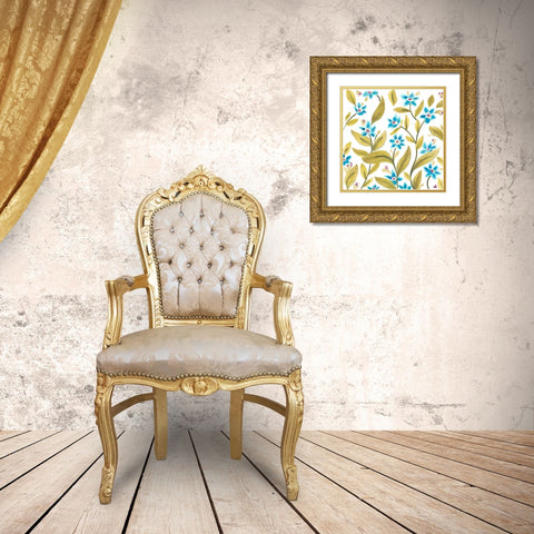 Abbey Floral Tiles IV Gold Ornate Wood Framed Art Print with Double Matting by Vess, June Erica
