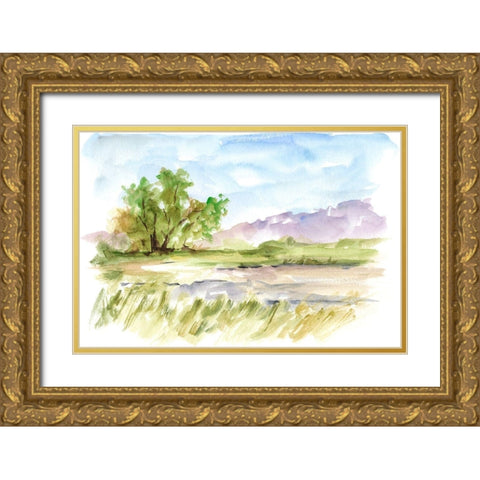 Vibrant Watercolor II Gold Ornate Wood Framed Art Print with Double Matting by Harper, Ethan