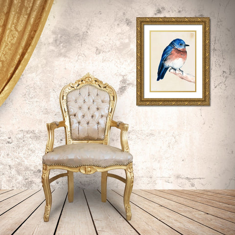 Little Bird on Branch I Gold Ornate Wood Framed Art Print with Double Matting by Parker, Jennifer Paxton