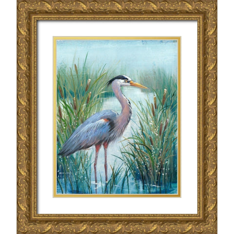 Marsh Heron I Gold Ornate Wood Framed Art Print with Double Matting by OToole, Tim