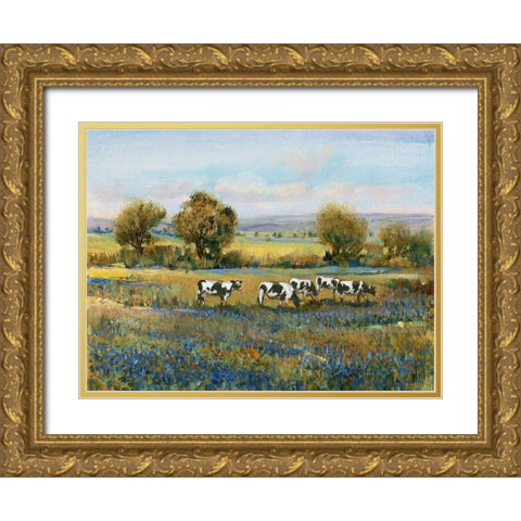 Field of Cattle I Gold Ornate Wood Framed Art Print with Double Matting by OToole, Tim