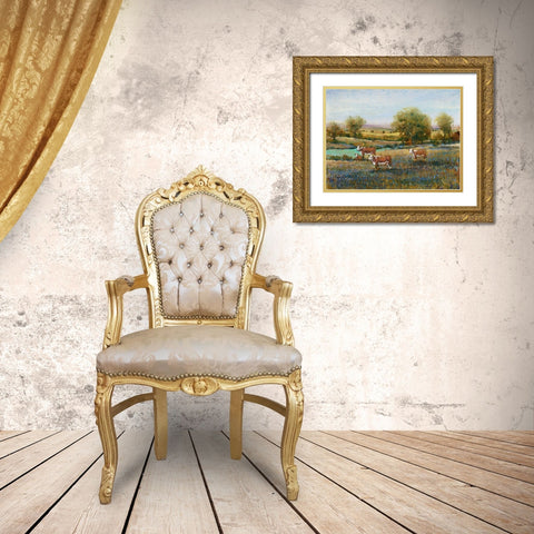 Field of Cattle II Gold Ornate Wood Framed Art Print with Double Matting by OToole, Tim