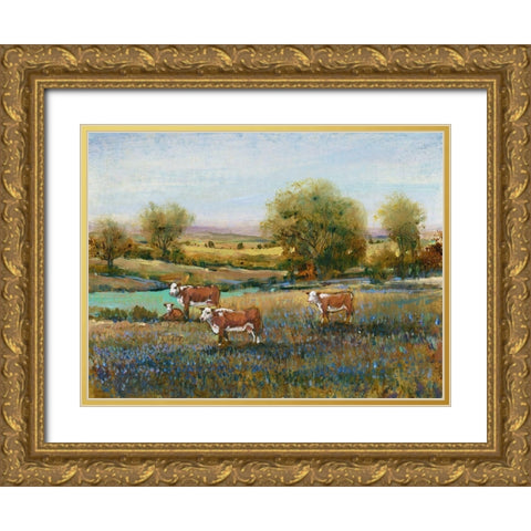 Field of Cattle II Gold Ornate Wood Framed Art Print with Double Matting by OToole, Tim