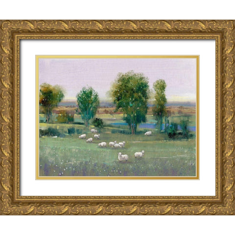 Field of Sheep I Gold Ornate Wood Framed Art Print with Double Matting by OToole, Tim