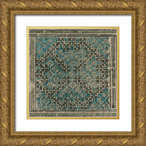 Block Print Textile IV Gold Ornate Wood Framed Art Print with Double Matting by Vision Studio