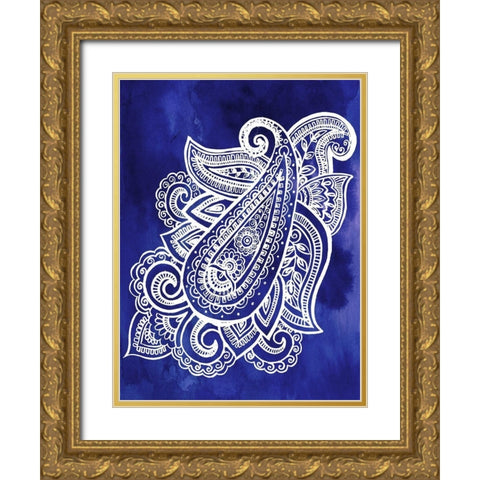 Indigo Paisley I Gold Ornate Wood Framed Art Print with Double Matting by Parker, Jennifer Paxton