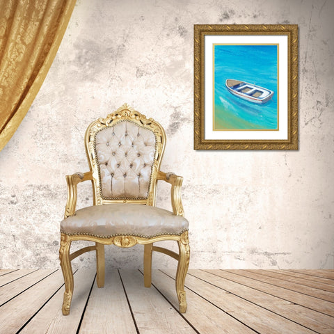 Anchored Dingy I Gold Ornate Wood Framed Art Print with Double Matting by OToole, Tim