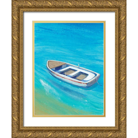 Anchored Dingy I Gold Ornate Wood Framed Art Print with Double Matting by OToole, Tim