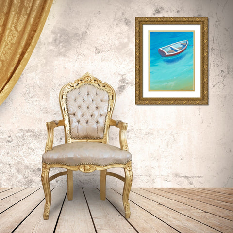 Anchored Dingy II Gold Ornate Wood Framed Art Print with Double Matting by OToole, Tim