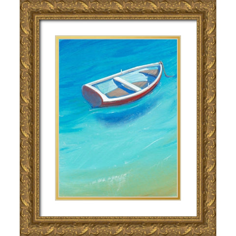 Anchored Dingy II Gold Ornate Wood Framed Art Print with Double Matting by OToole, Tim
