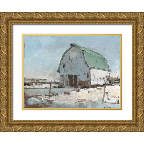 Plein Air Barn I Gold Ornate Wood Framed Art Print with Double Matting by Harper, Ethan