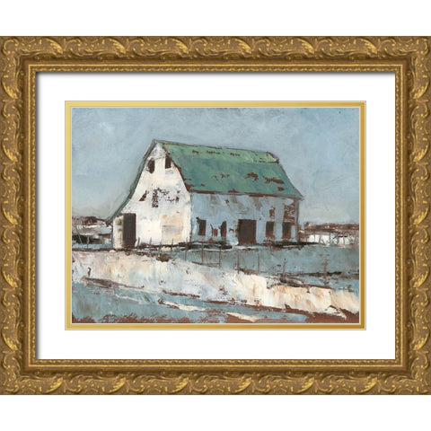Plein Air Barn II Gold Ornate Wood Framed Art Print with Double Matting by Harper, Ethan