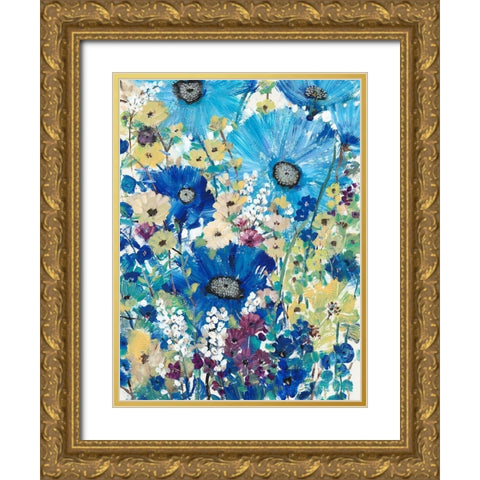 Garden Blues I Gold Ornate Wood Framed Art Print with Double Matting by OToole, Tim