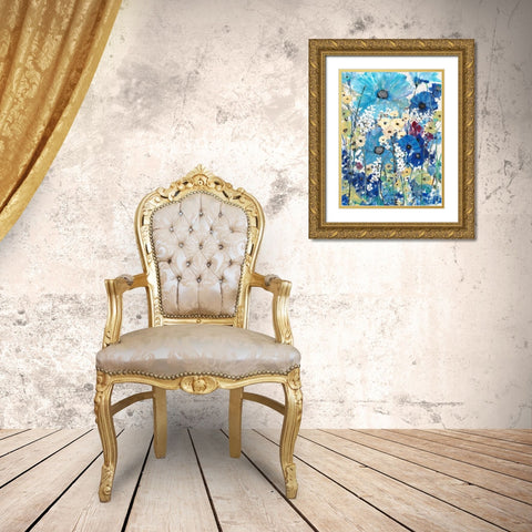 Garden Blues II Gold Ornate Wood Framed Art Print with Double Matting by OToole, Tim