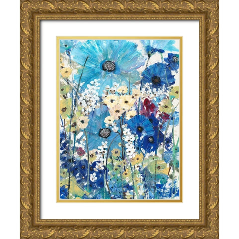 Garden Blues II Gold Ornate Wood Framed Art Print with Double Matting by OToole, Tim