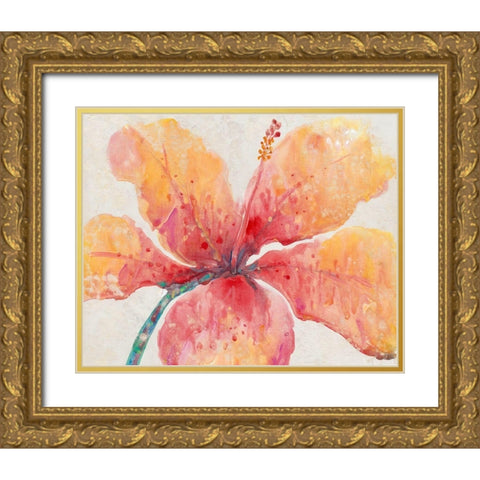 Blooming Hibiscus Gold Ornate Wood Framed Art Print with Double Matting by OToole, Tim
