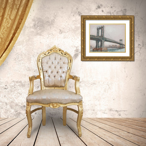 Spanning the East River II Gold Ornate Wood Framed Art Print with Double Matting by Harper, Ethan