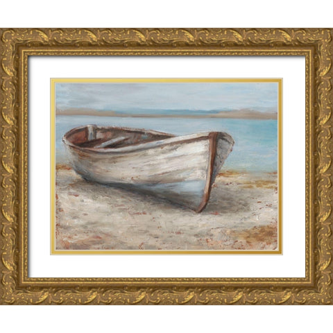 Whitewashed Boat I Gold Ornate Wood Framed Art Print with Double Matting by Harper, Ethan