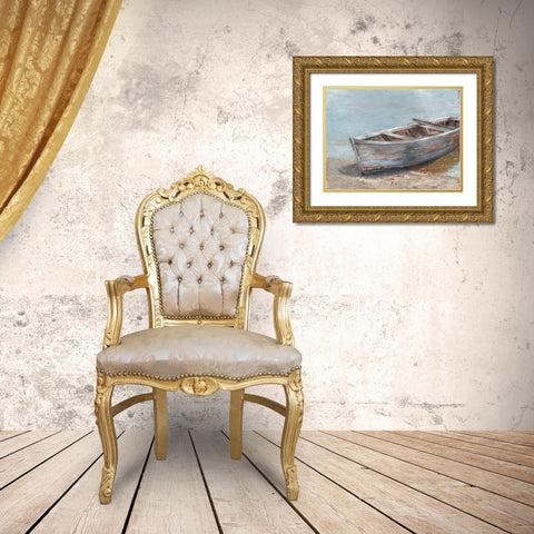 Whitewashed Boat II Gold Ornate Wood Framed Art Print with Double Matting by Harper, Ethan