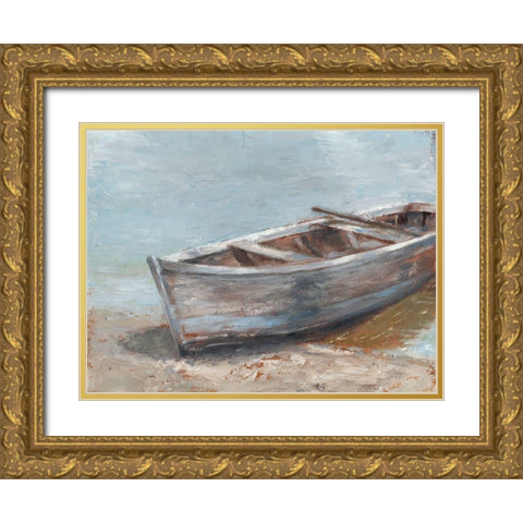 Whitewashed Boat II Gold Ornate Wood Framed Art Print with Double Matting by Harper, Ethan