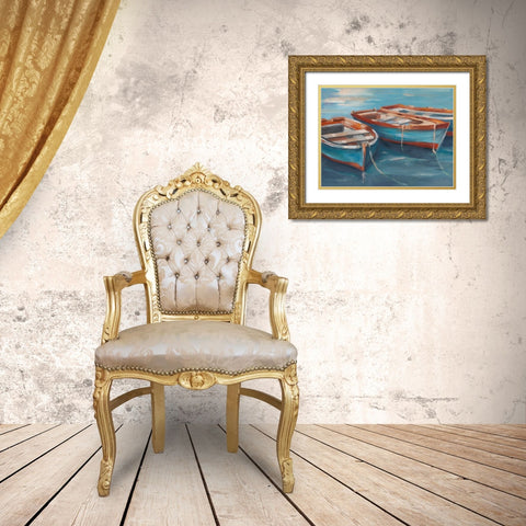 Tethered Row Boats II Gold Ornate Wood Framed Art Print with Double Matting by Harper, Ethan