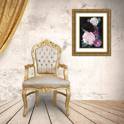 Dark and Dreamy Floral I Gold Ornate Wood Framed Art Print with Double Matting by Parker, Jennifer Paxton