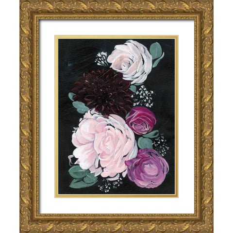 Dark and Dreamy Floral I Gold Ornate Wood Framed Art Print with Double Matting by Parker, Jennifer Paxton