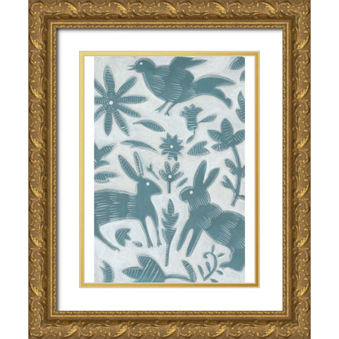 Animal Fair I Gold Ornate Wood Framed Art Print with Double Matting by Zarris, Chariklia