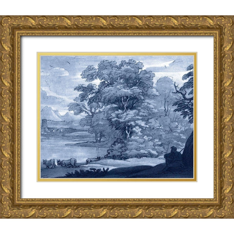 Pastoral Toile II Gold Ornate Wood Framed Art Print with Double Matting by Lorrain, Claude