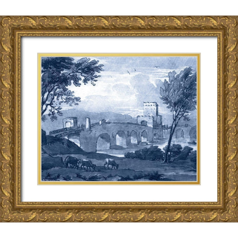 Pastoral Toile III Gold Ornate Wood Framed Art Print with Double Matting by Lorrain, Claude