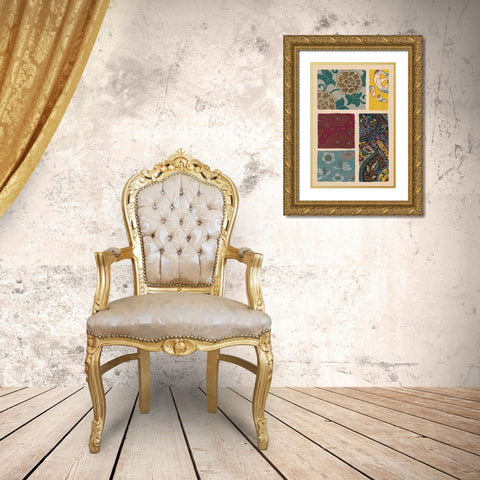 Japanese Textile Design I Gold Ornate Wood Framed Art Print with Double Matting by Seizan, Ema