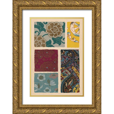 Japanese Textile Design I Gold Ornate Wood Framed Art Print with Double Matting by Seizan, Ema